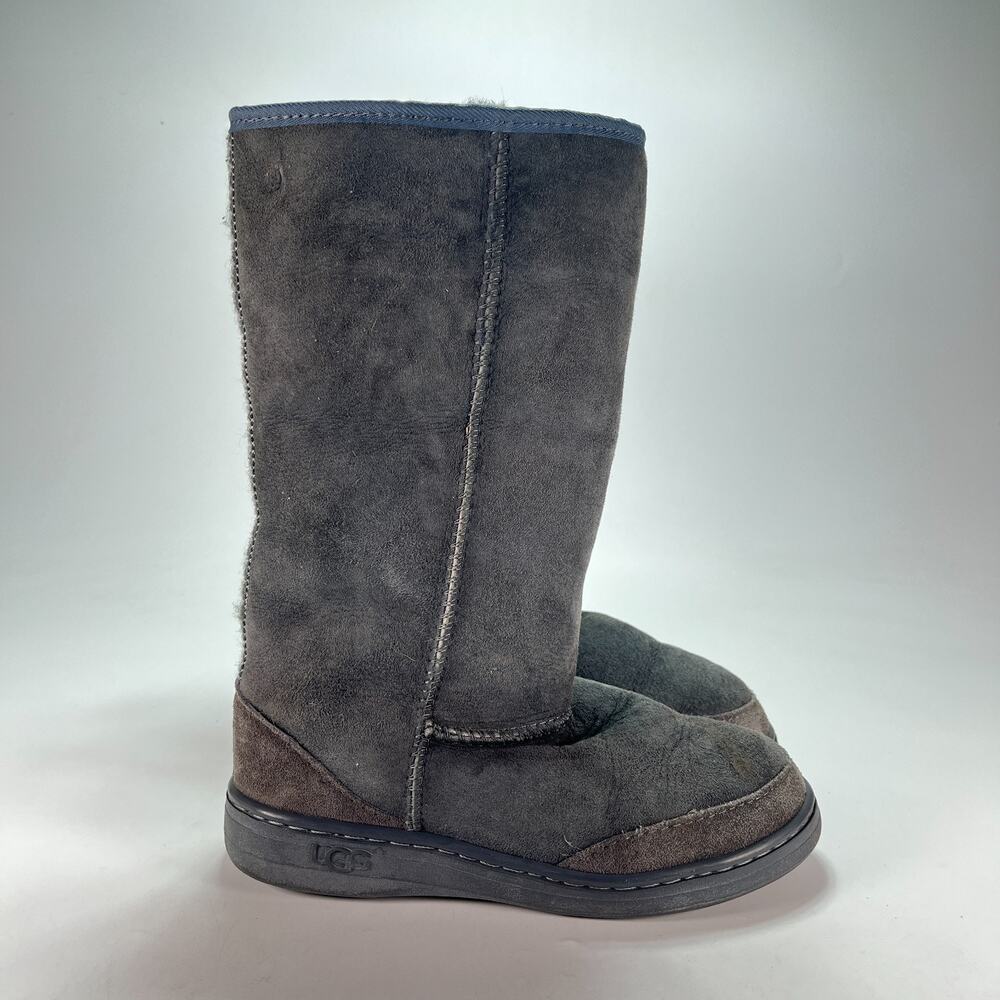 UGG Australia Ultimate Tall Braid Grey Winter Sheepskin Boots Women's Size 8